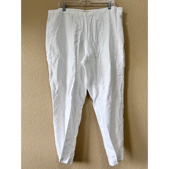 Eileen Fisher Pants - Eileen Fisher XL Linen Tapered Pants White Coastal Grandma Minimalist Lagenlook